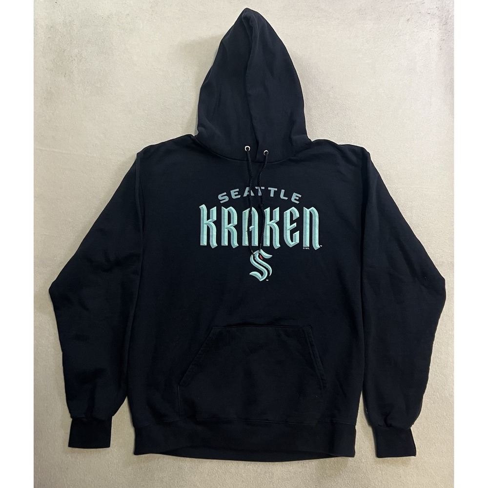 Champion NHL Seattle Kraken Hoodie Men's Size Large Navy Blue Long Sleeve
